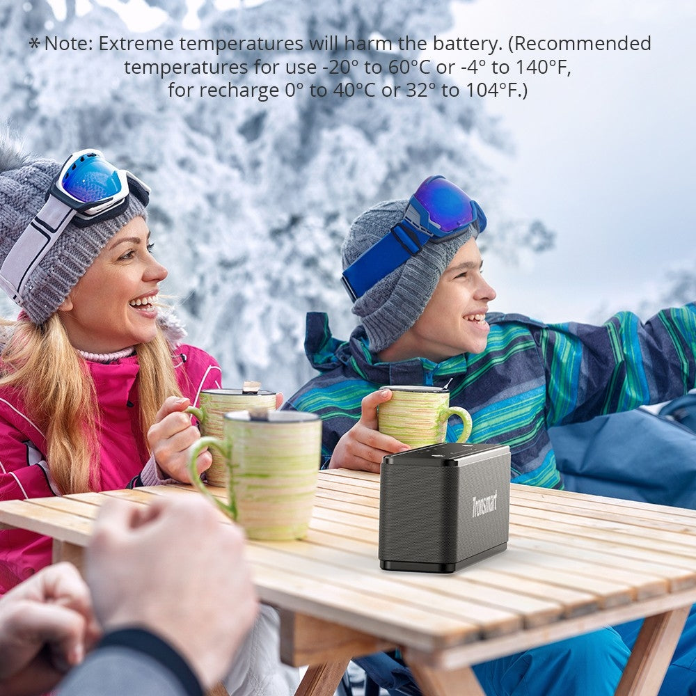 A Family Enjoys By Playing Tronsmart Element Mega SoundPulse® Wireless Speaker in Extreme Cold.