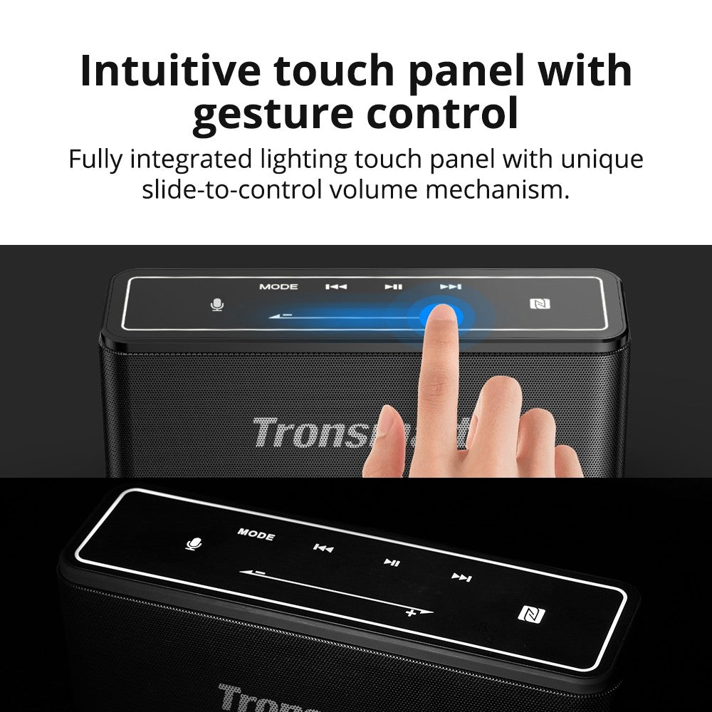 A Person is Operating Tronsmart Element Mega SoundPulse® Wireless Speaker.