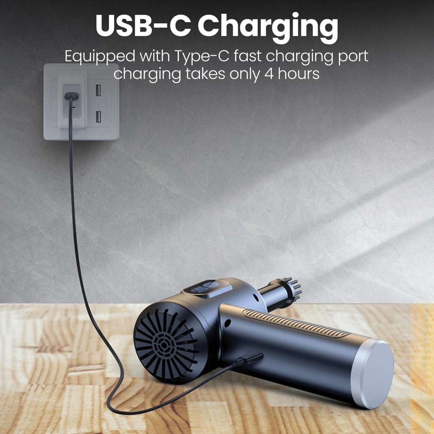usb c charging of 2 in 1 Cordless Air Duster