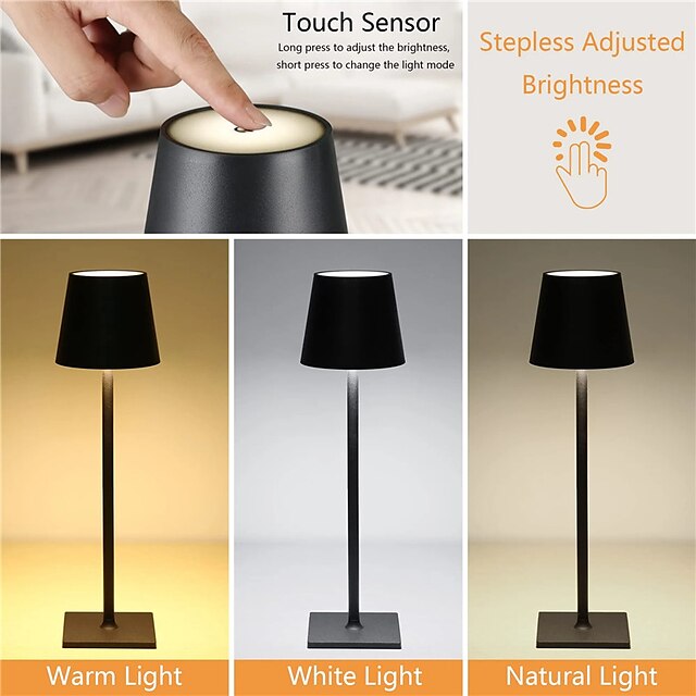 A Person is Pressing The Power Button of USB Cordless LED Table Lamp.
