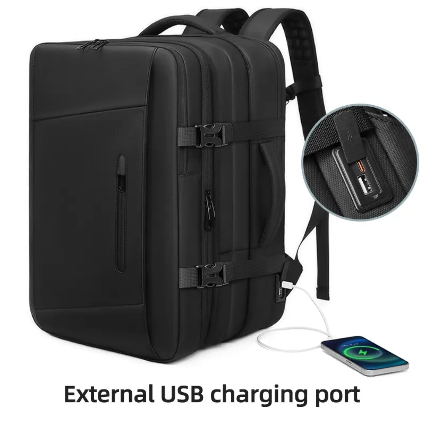 USB Charging Port Of Large Capacity Expandable Travel Backpack