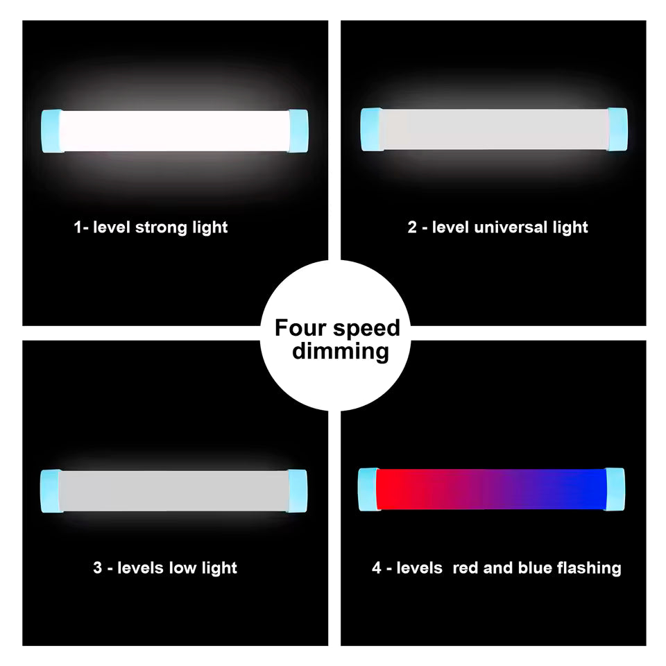 Four Level Lighting of USB Rechargeable LED Camping Tube Light.