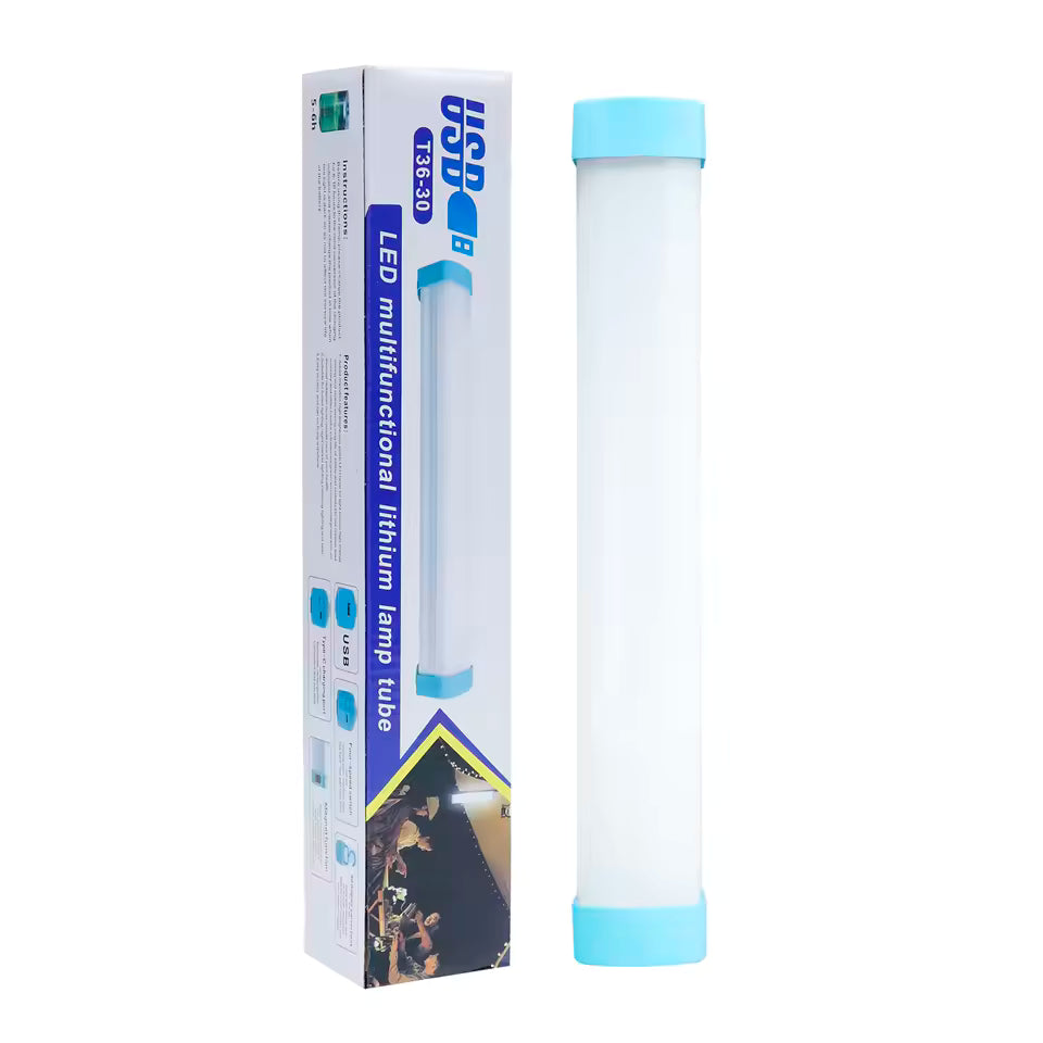 USB Rechargeable LED Camping Tube Light with its Pack.