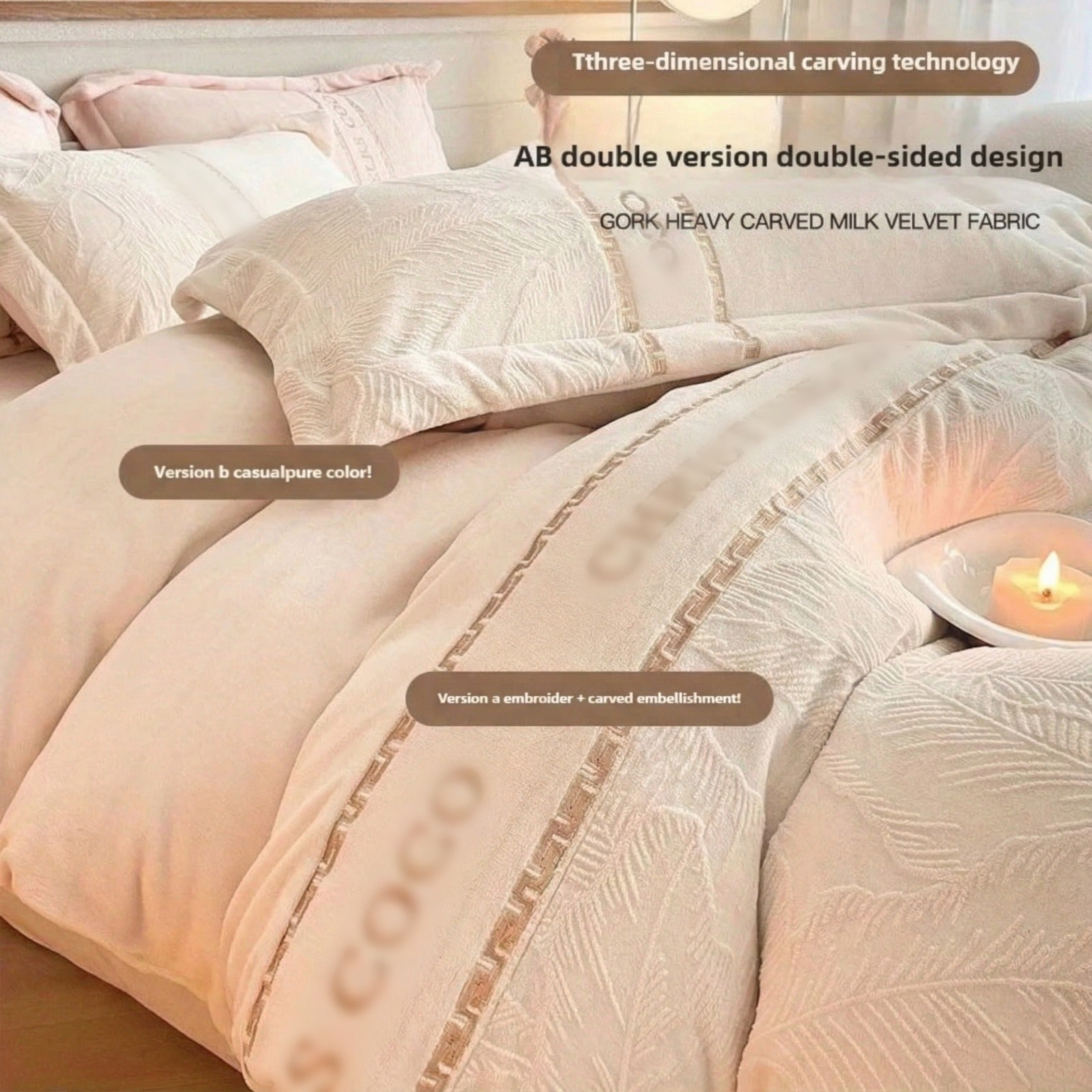 4-Piece Ultra Soft Luxury Bedding Set with Embroidered Pillowcases and Comforter, Premium Cozy Winter Quilt for King Size Bed.