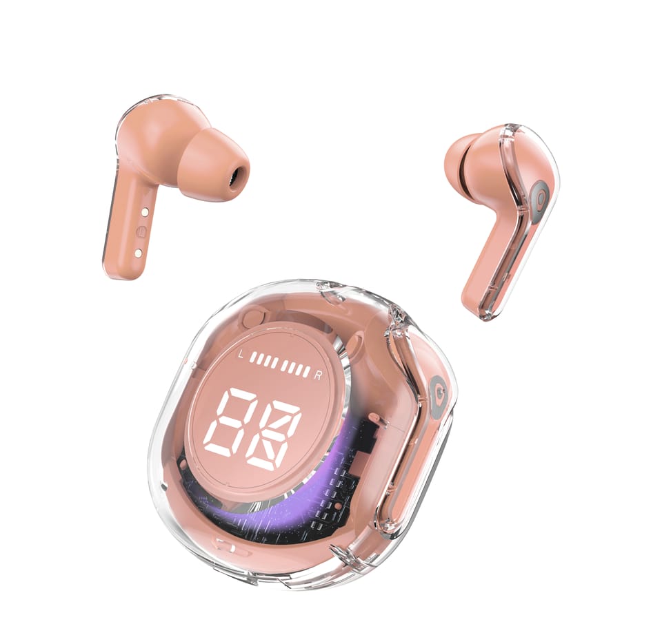 Ultrapods Pro True Wireless Headphones in Pink Color.