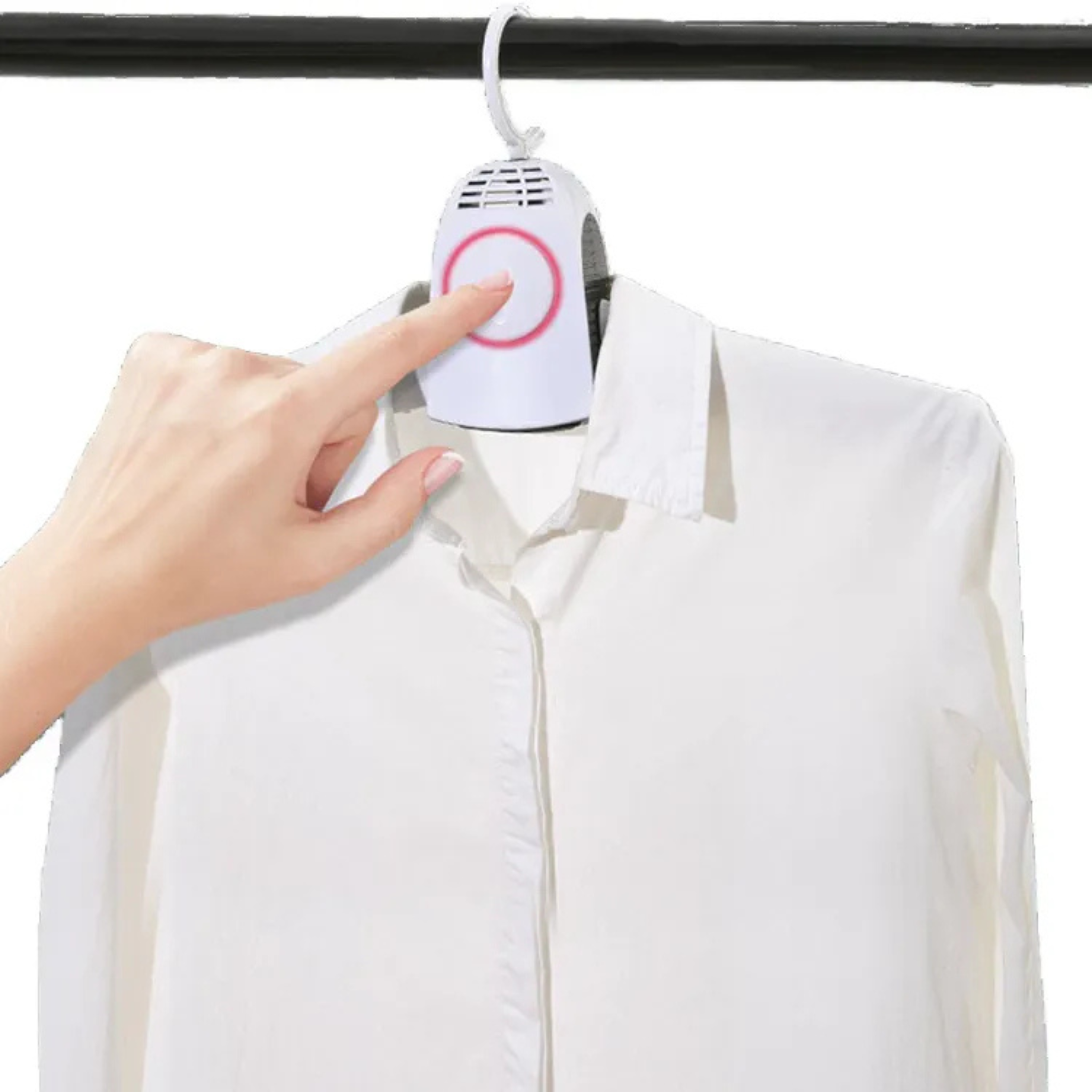 A Person is Operating Umate Electric Cloth / Shoes Drying Hanger.