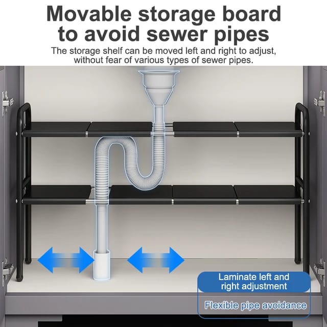 Under Sink Storage Rack is Placed Under Kitchen Sink.