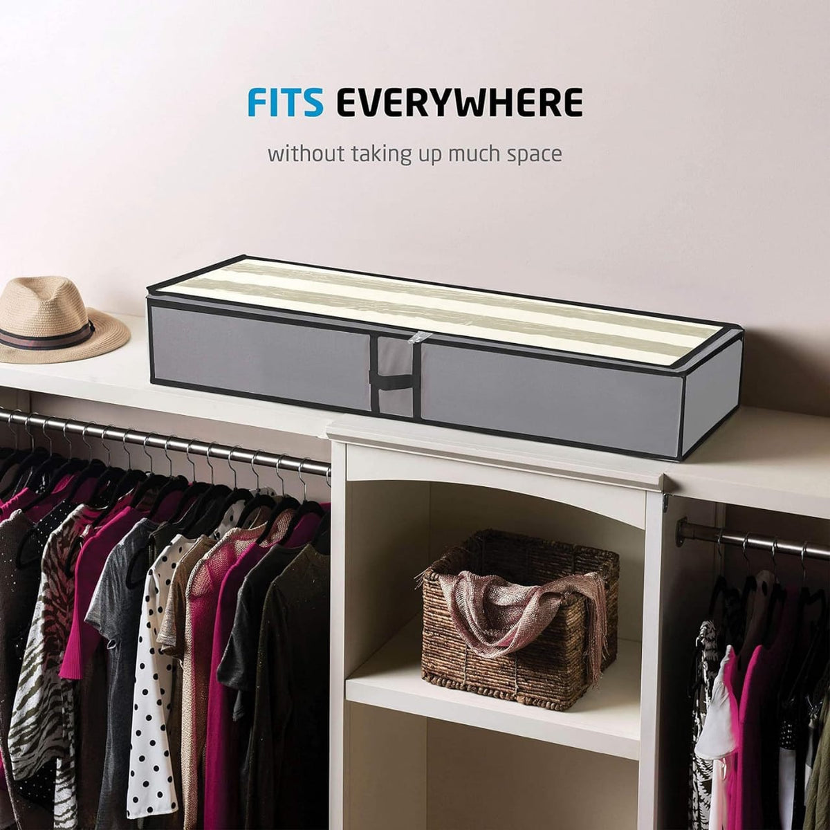 Underbed Storage Organizer Bag is Placed Above Wardrobe.