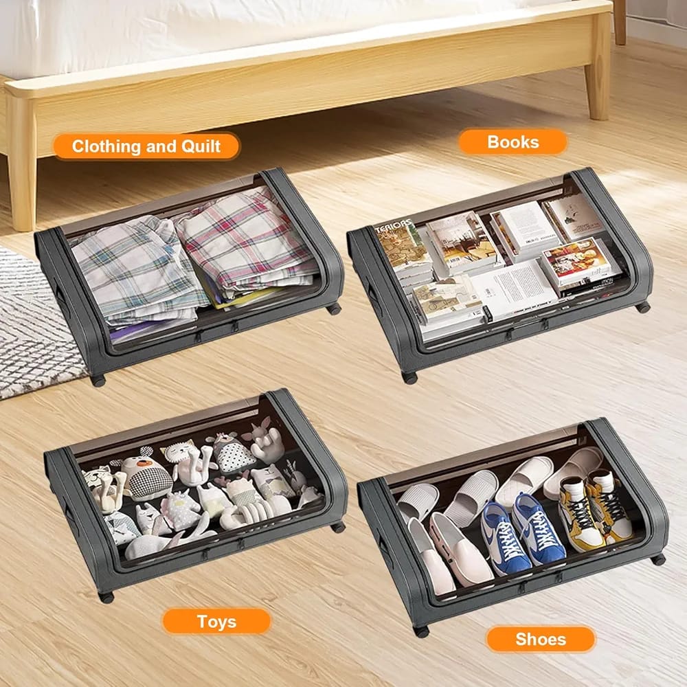 Underbed Storage Bag Organized With Different Items.