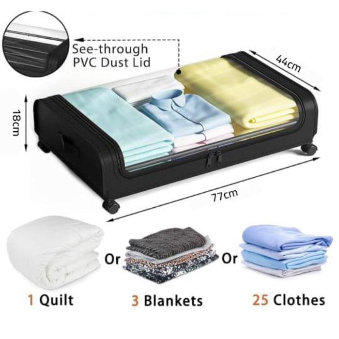 Underbed Storage Bag, Rolling Organizer Container Bin, Cloth Storage Box Underbed Storage Bag, Rolling Organizer Container Bin, Cloth Storage Box