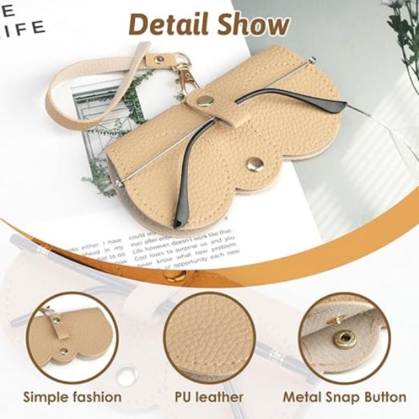 Details Of Unisex Portable Glasses Bag in Beige Color.