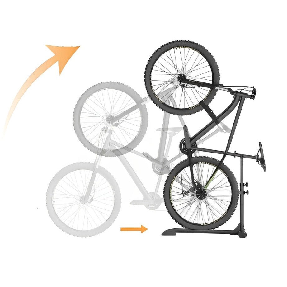 Upright Bicycle Stand With Adjustable Height.