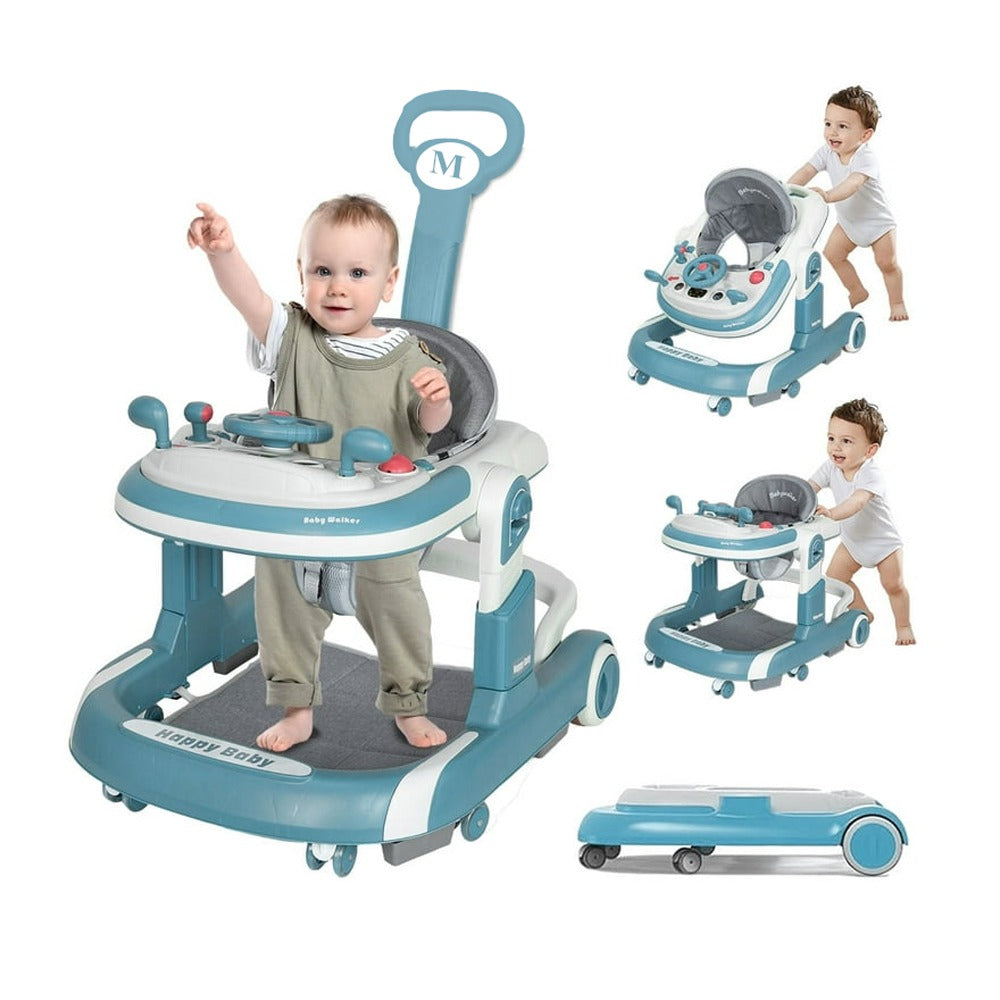 Babies are Walking Using Baby Infant Walker with Push Handle.