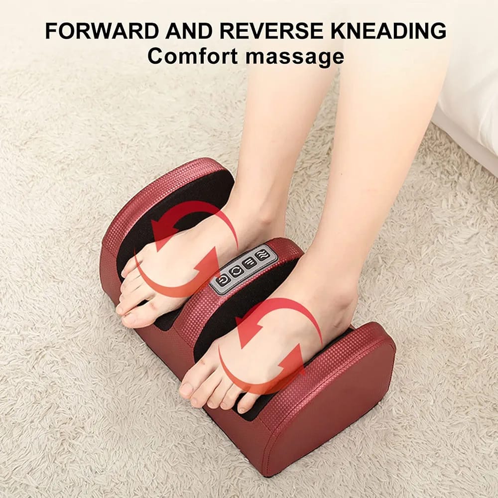 A Person is Massaging Leg Using Electric Foot Massager.