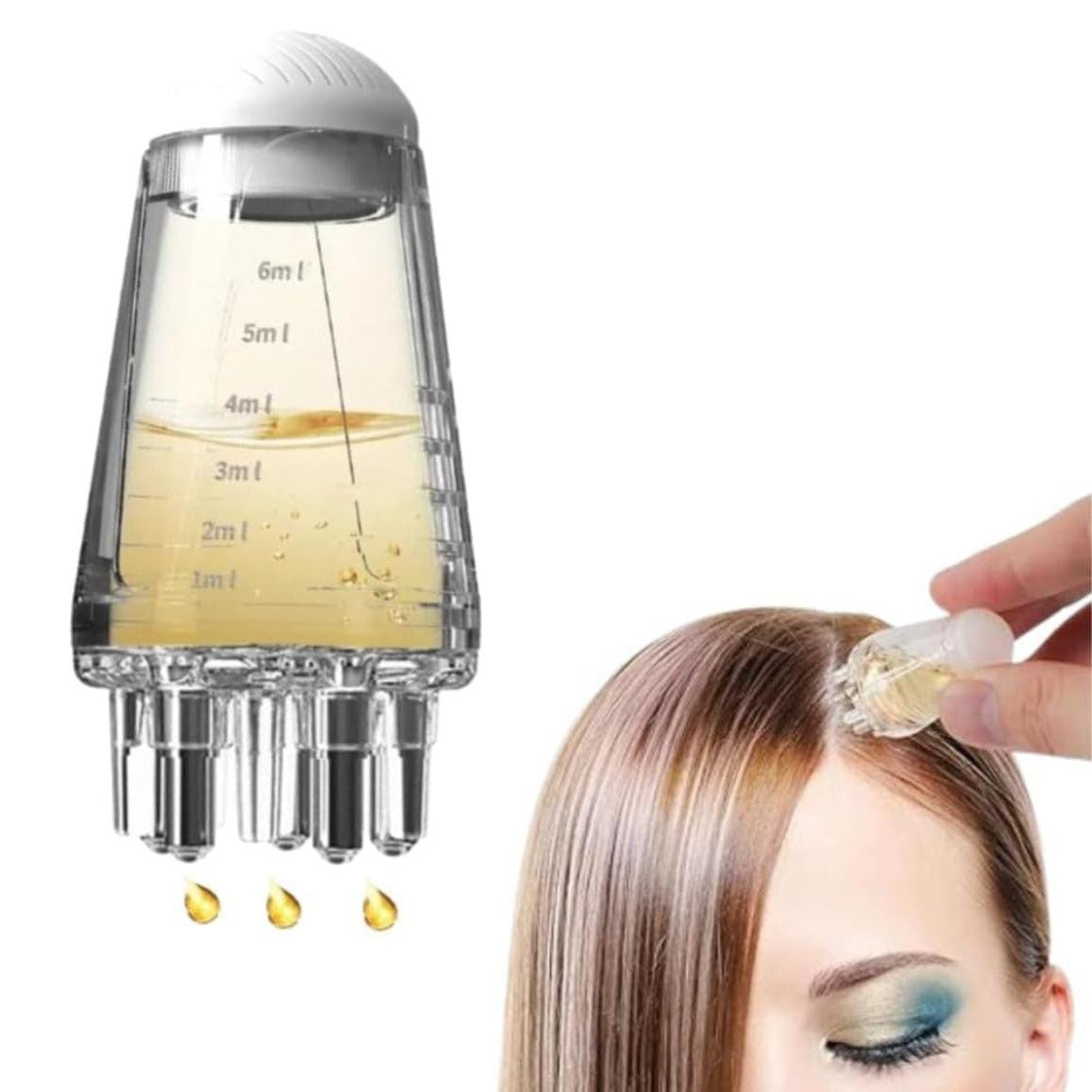 A Women is Using Hair Oil Scalp Applicator Comb.