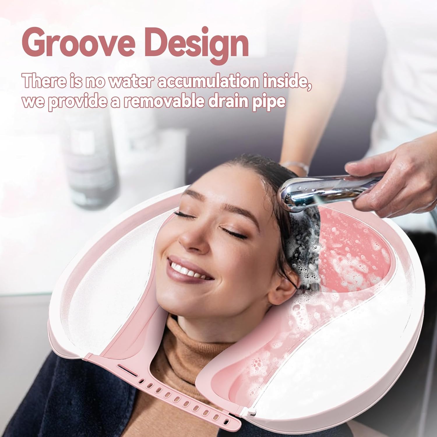 Hair of Women is Getting Washed in a Beauty Salon Using Portable Hair Shampoo Basin.