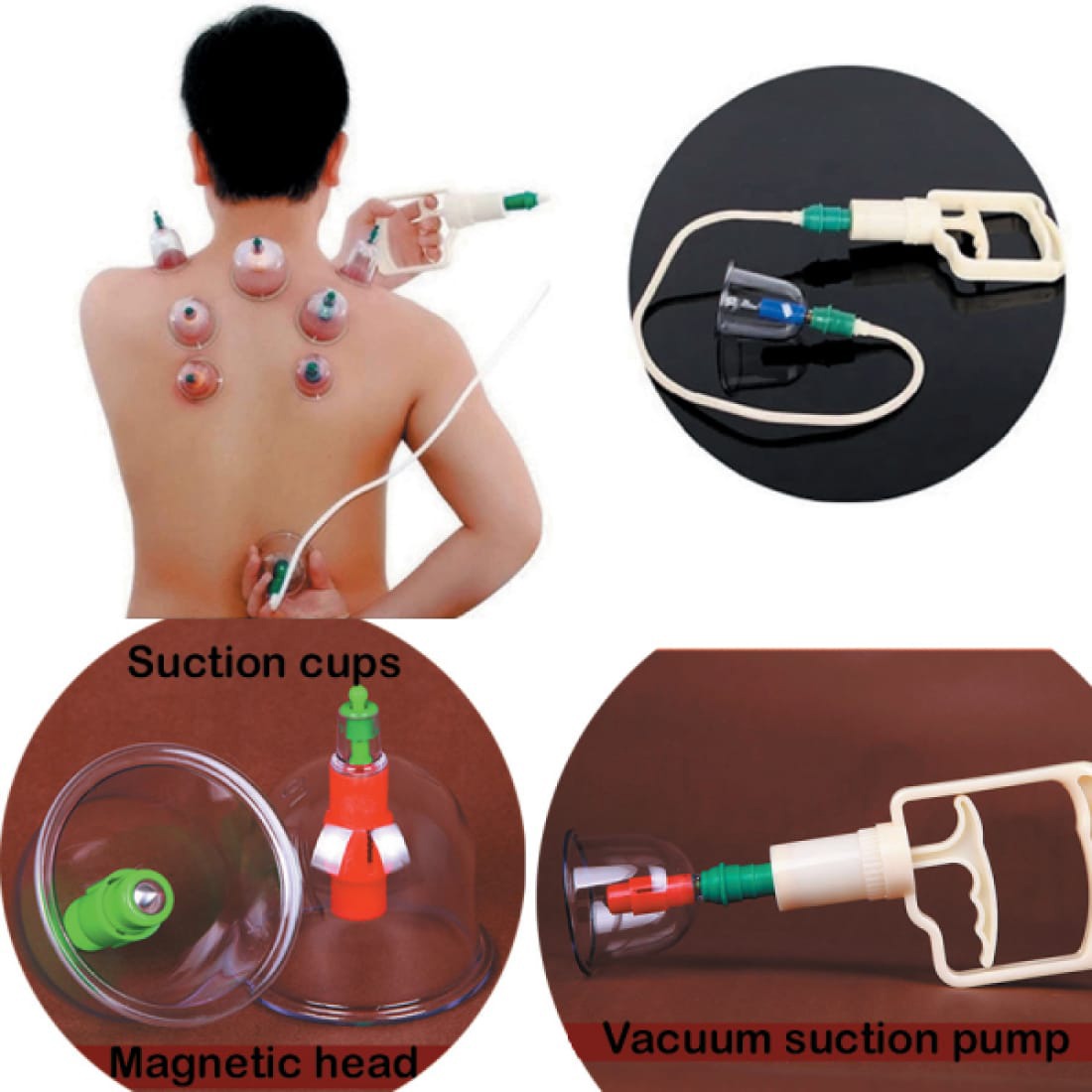 A Person Using Vacuum Cupping Therapy Set.