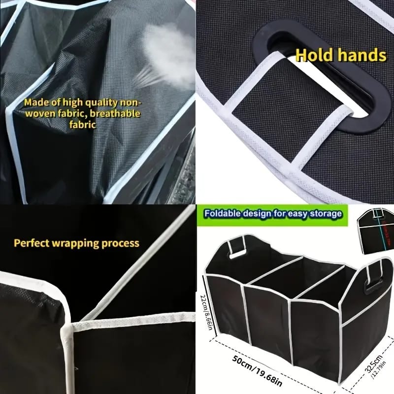 Features of Foldable Multi-Purpose Vehicle Storage Bag.