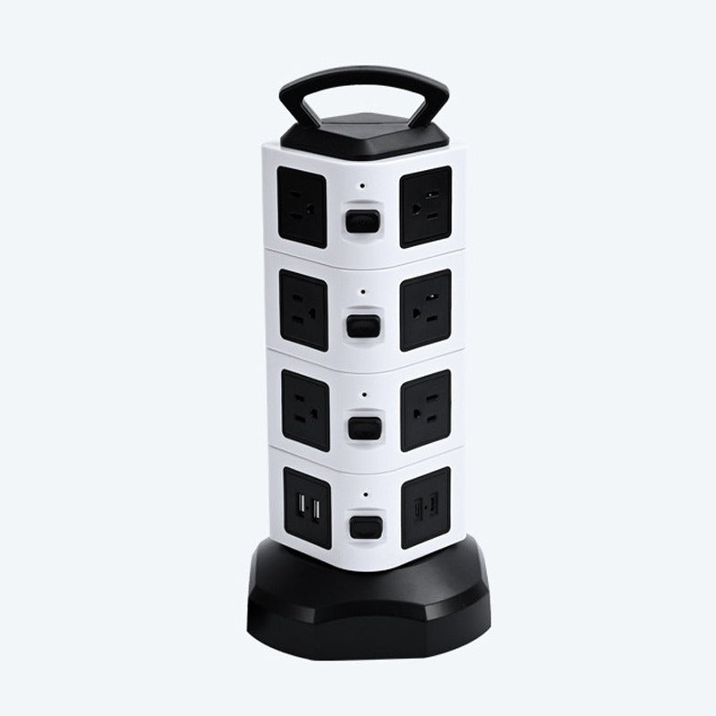 Vertical Socket Power Strip Surge Protector Extension with USB Ports