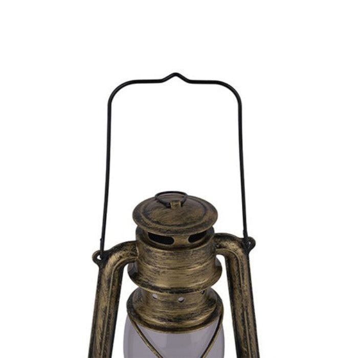 Vintage LED Lantern with a clear glass container on a white background