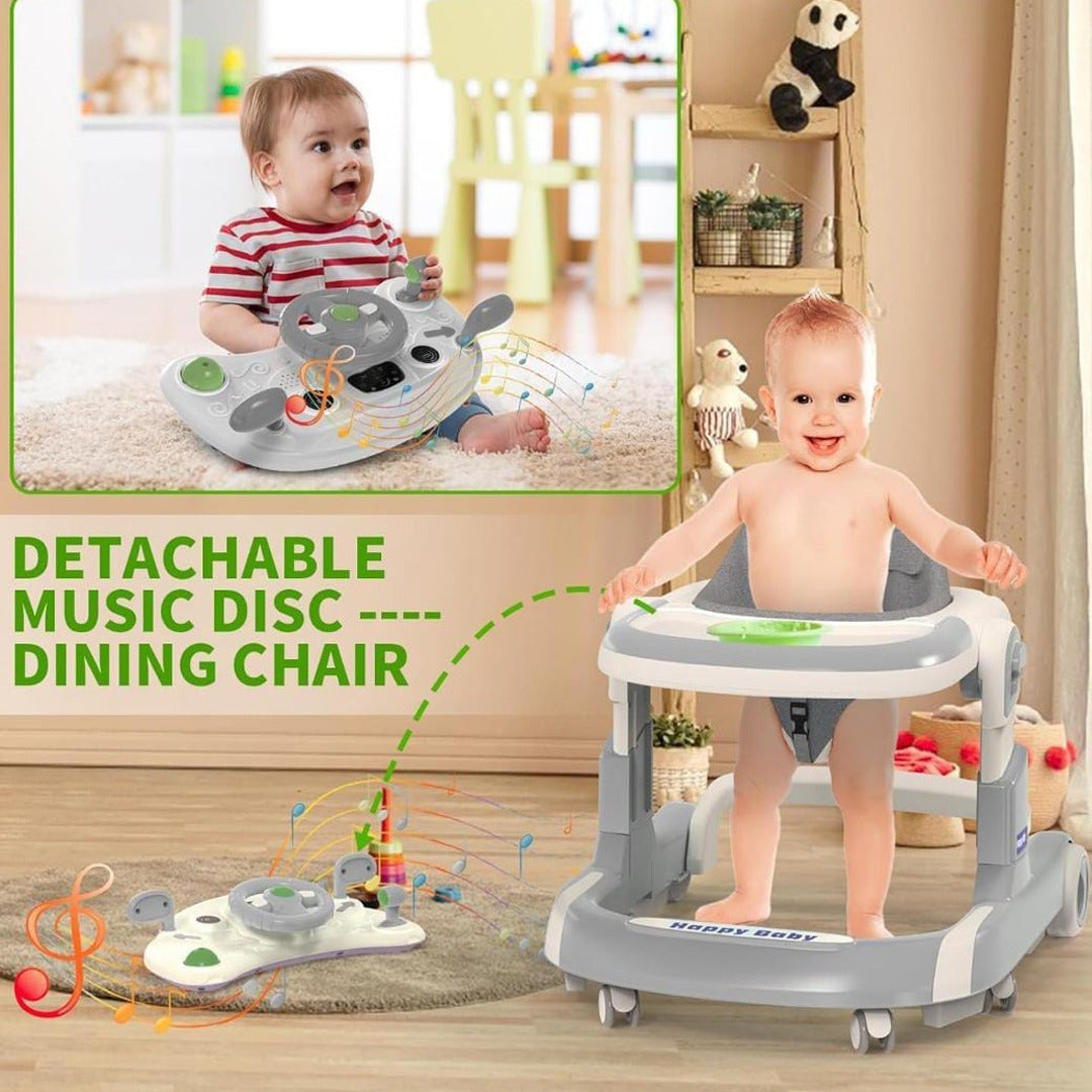 Babies are Walking and Playing Using Baby Infant Walker with Push Handle.