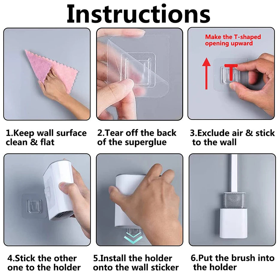 Virtual instructions on how to install Wall-Mounted Silicone Toilet Brush Set