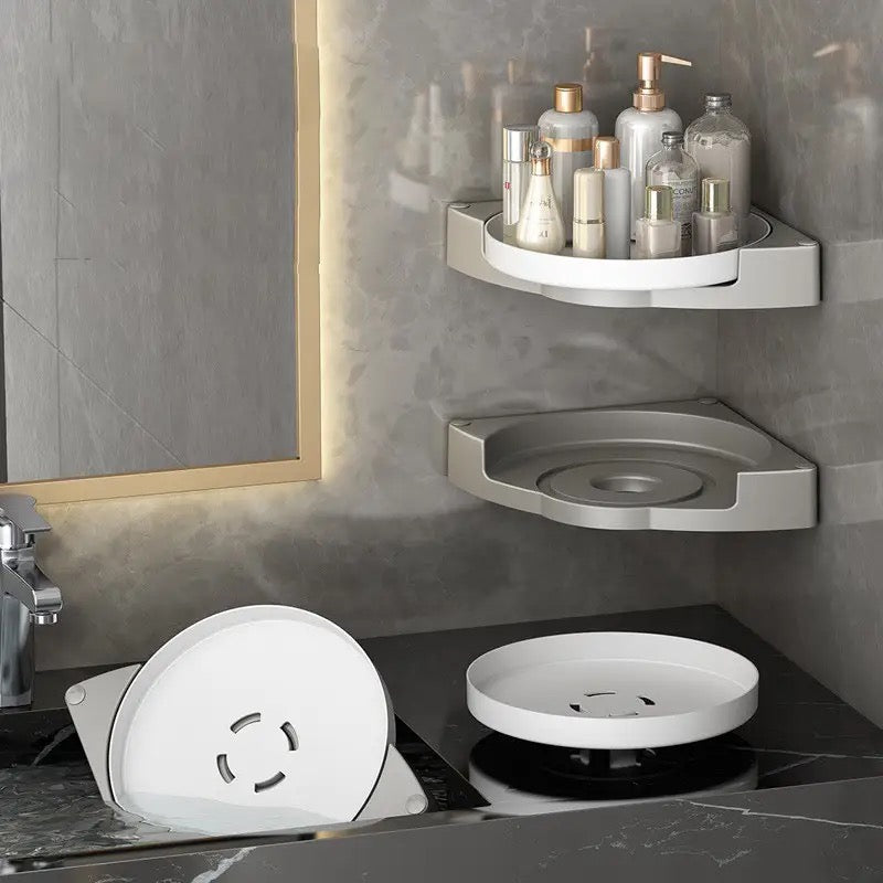 360° Rotatable Washroom and kitchen Corner Rack - Wall-Mounted Bathroo