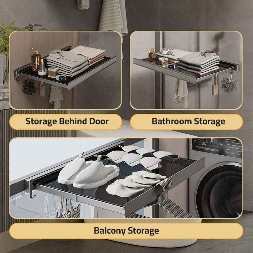 Wall-Mounted Foldable Drying Rack, Telescopic Cloth Drying Mesh Shelf,