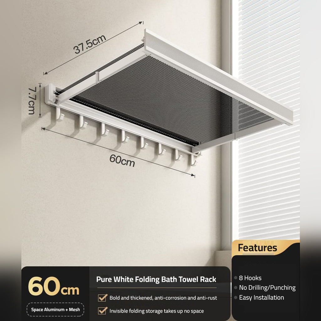 Wall-Mounted Foldable Drying Rack, Telescopic Cloth Drying Mesh Shelf,