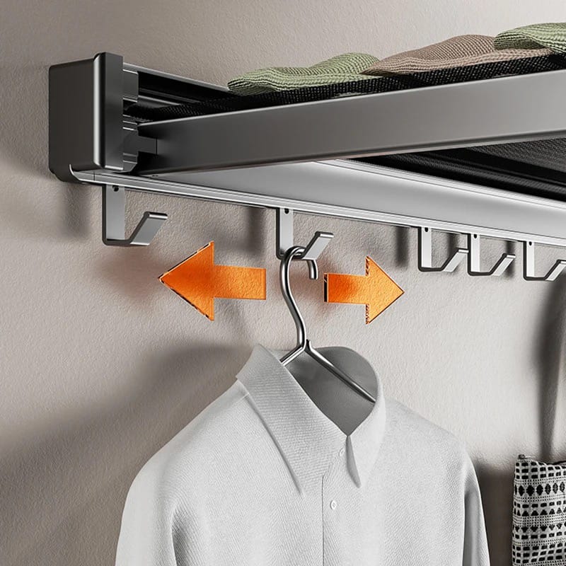 Cloth is Hanged on the Hook of Wall-Mounted Foldable Drying Rack.