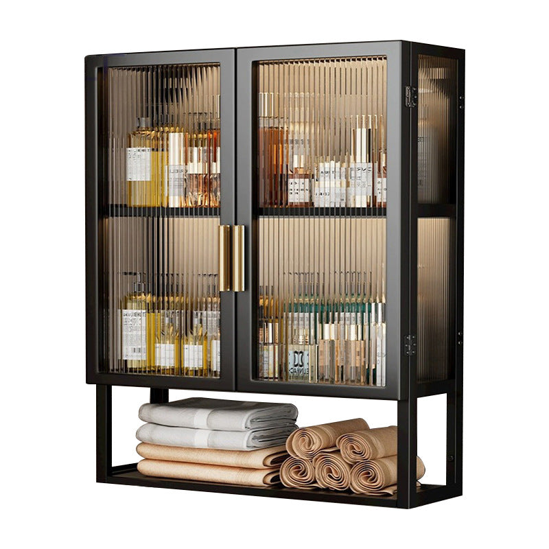 Wall-Mounted Storage Organizer is arranged with Cosmetics and other bathing Essentials.