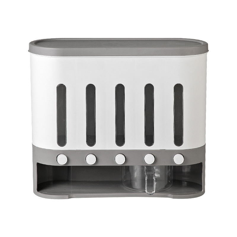 Wall Mounted 5-Grid Dry Food Dispense in gray color
