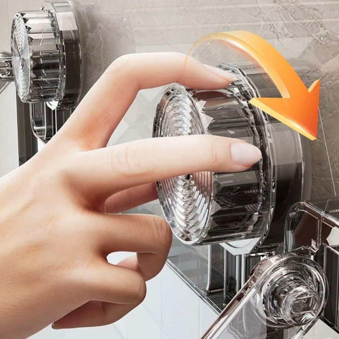 A Person is Fixing Wall Mounted Foldable Suction Cup Sock Cloth Drying Hanger Rack.