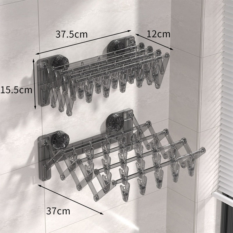 Size Of Wall Mounted Foldable Suction Cup Sock Cloth Drying Hanger Rack.