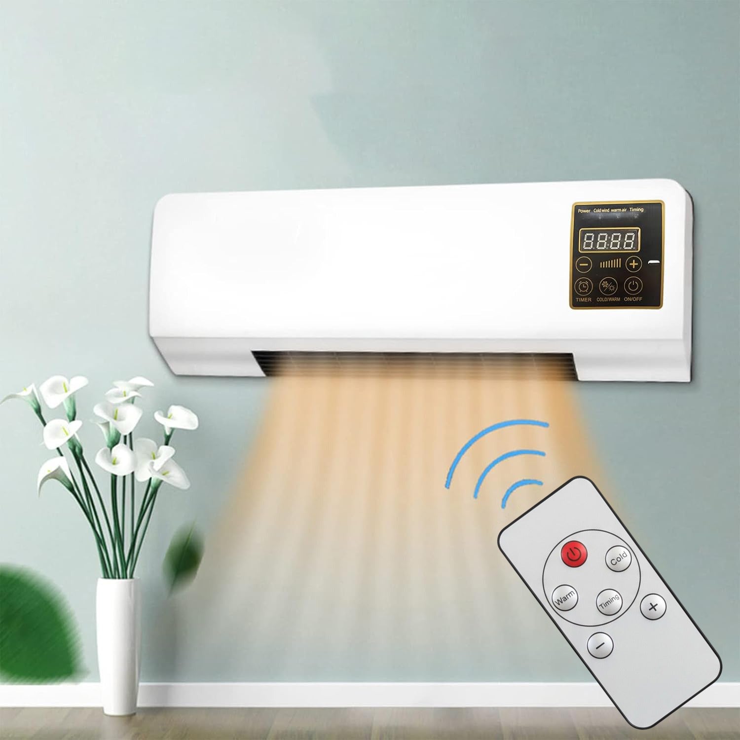 A Wall Mounted Mobile Air Conditioner & Heater with its Remote Control.