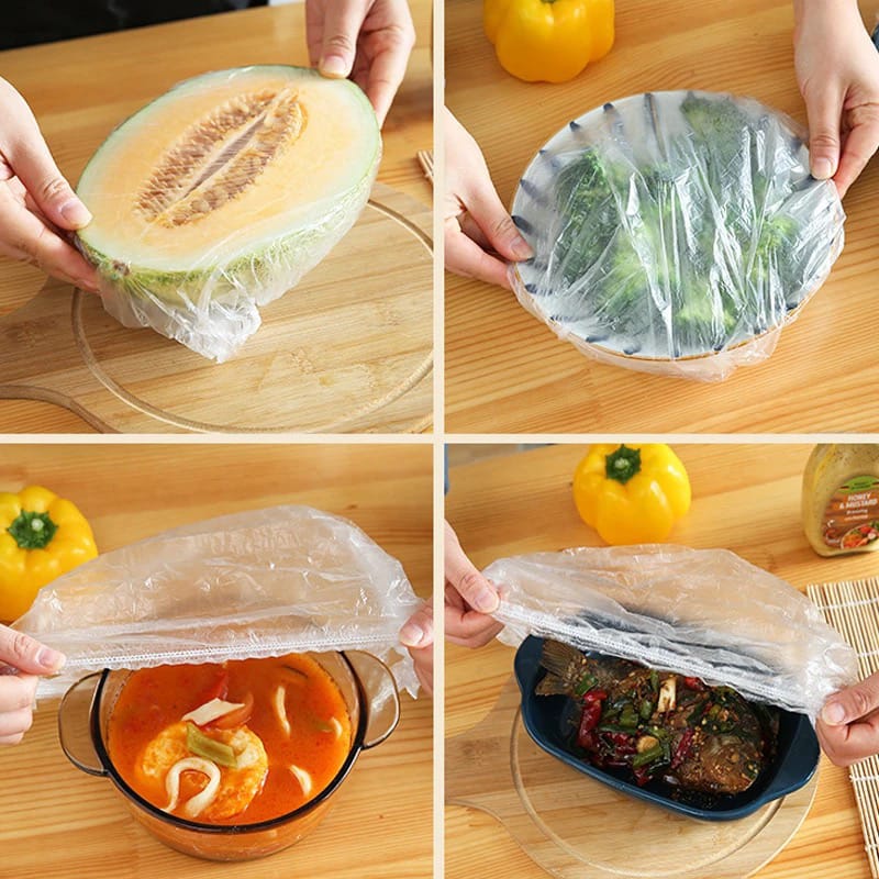 Wrapping Food Items Using Clng Film From Wall Mounted Plastic Wrap Storage Box.