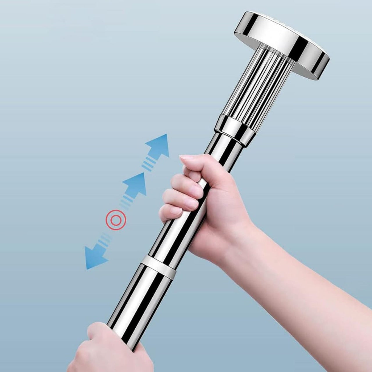 A Person is Holding Wall Mounted Retractable Cloth Hanger Stand.