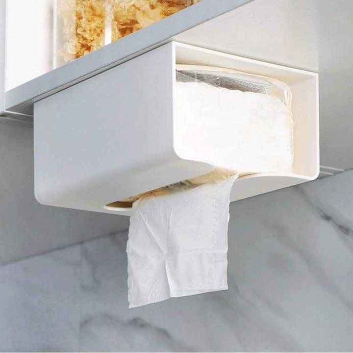 A Wall Mounted Tissue Box Holder Dispenser Rack.