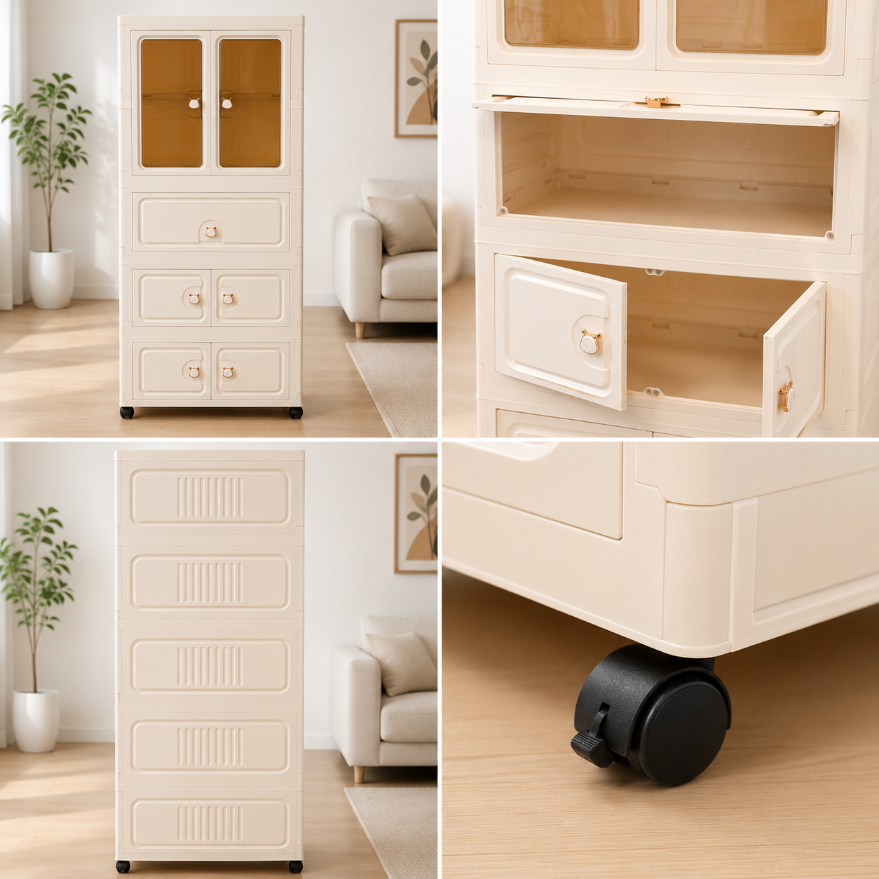 Collage Showing the Design Details of Wardrobe Cabinet.
