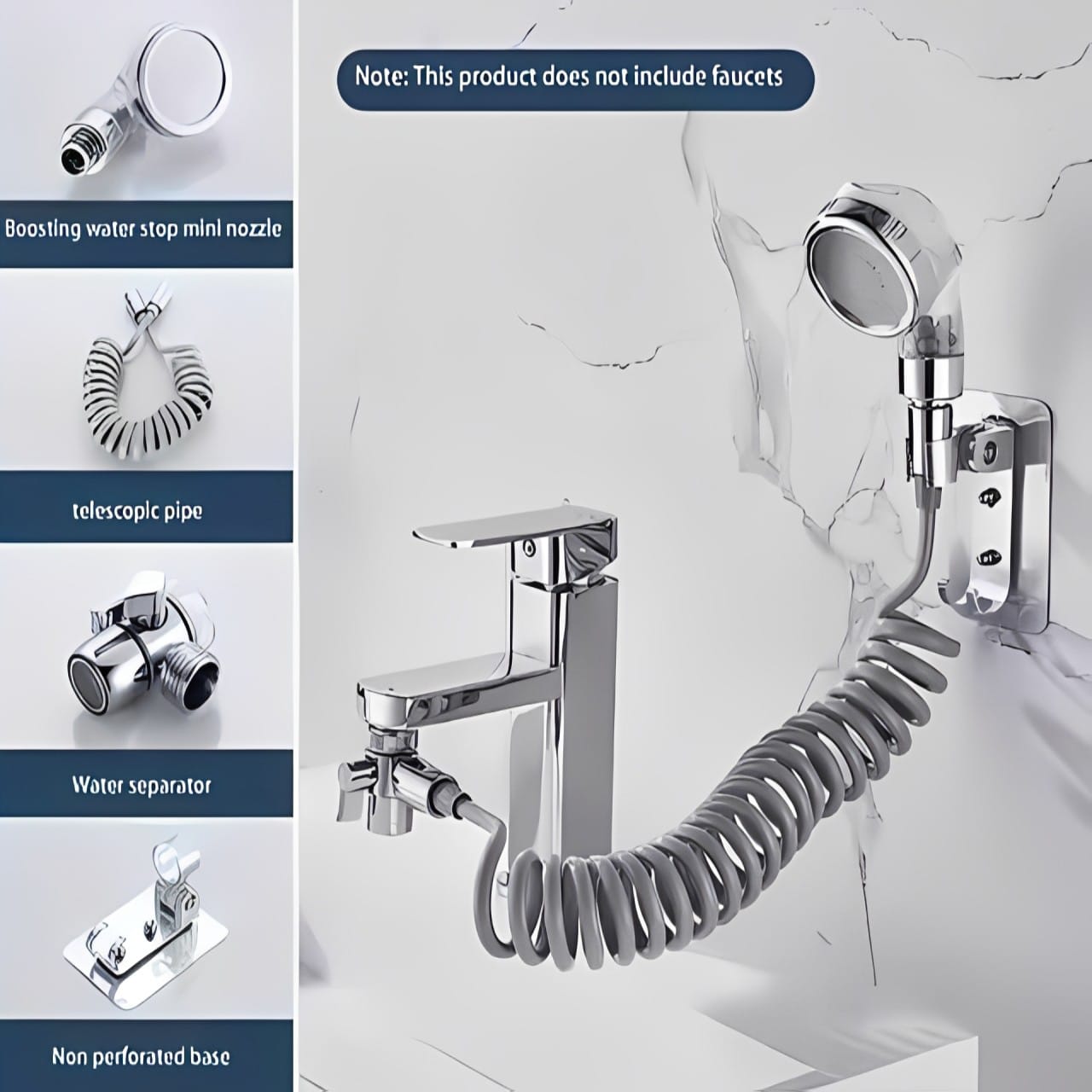 Parts Details of Wash Basin Handheld Shower Set.