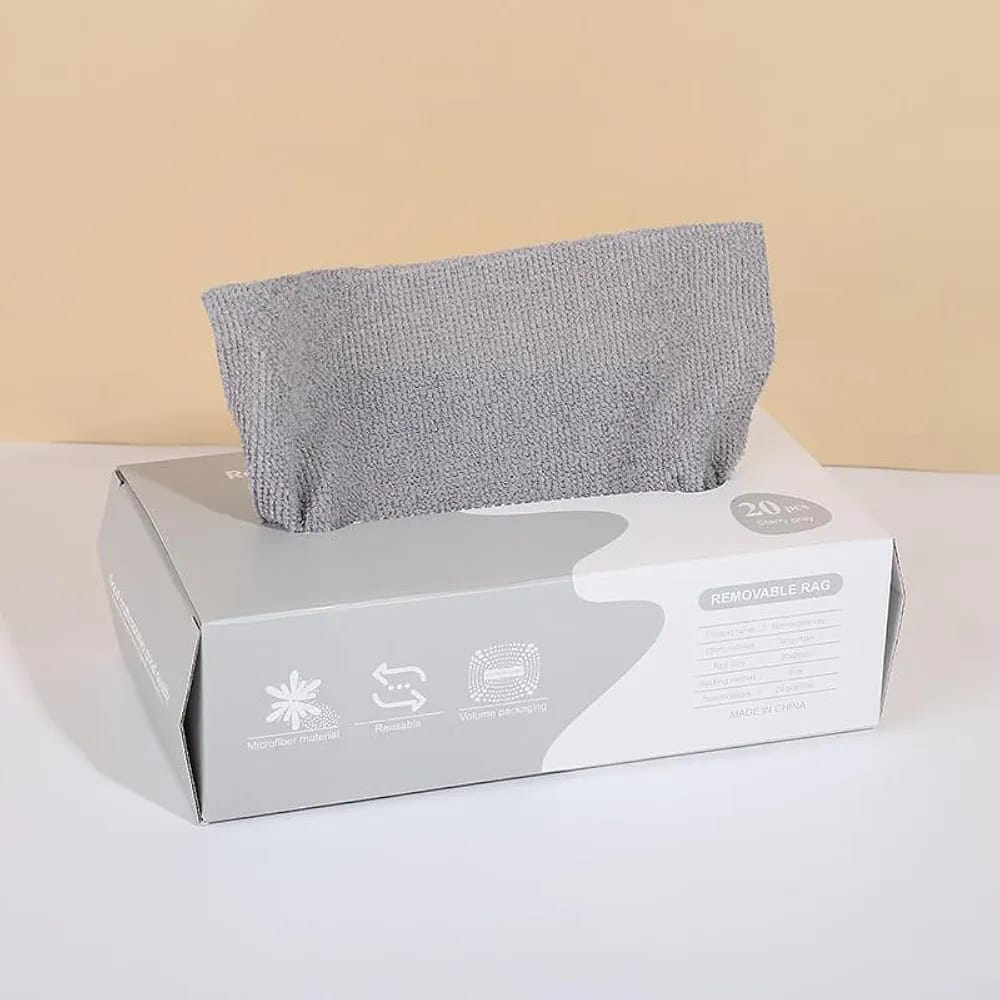 Reusable Microfiber Cloth Water Oil Absorbent Dish Cloth Towel with box in Grey color