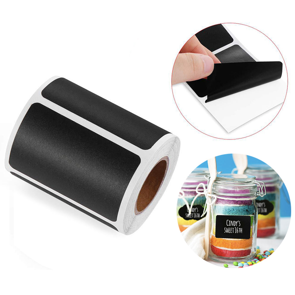 Reusable Black Chalkboard Labels Roll - Waterproof Adhesive Stickers, 1 Roll (120 PCS) Reusable Black Chalkboard Labels Roll - Waterproof Adhesive Stickers, 1 Roll (120 PCS)