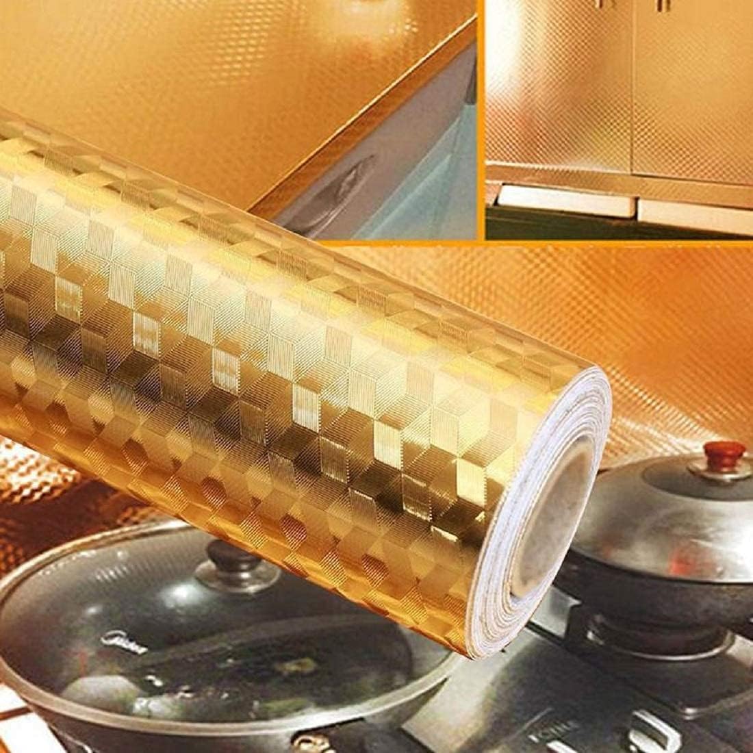 Roll of Waterproof Oilproof Aluminium Foil Sticker foil with kitchen appliances in the background