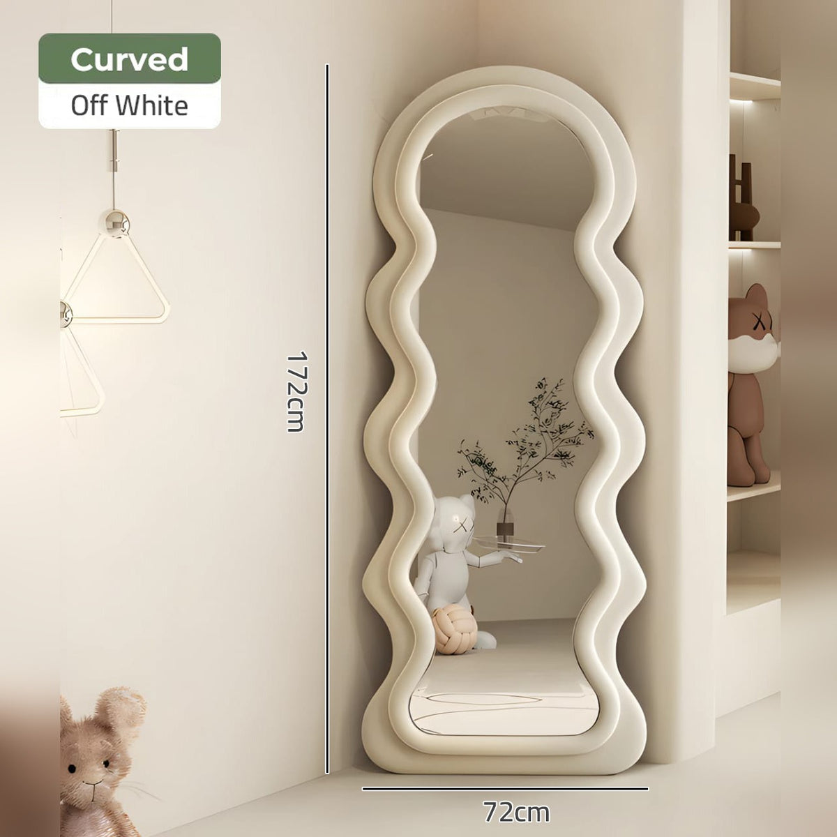 Size Of Wavy Irregular Shape Full-Length Mirror for Bedroom.