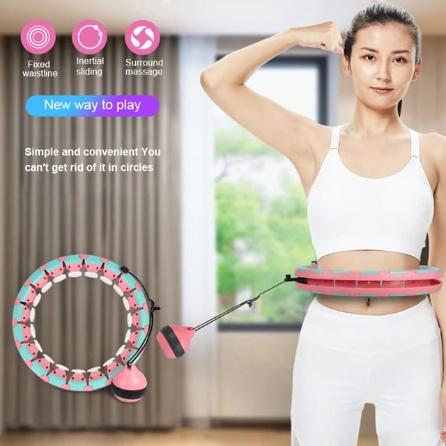 A Women Wearing Smart Weight Loss Hula Hoop.