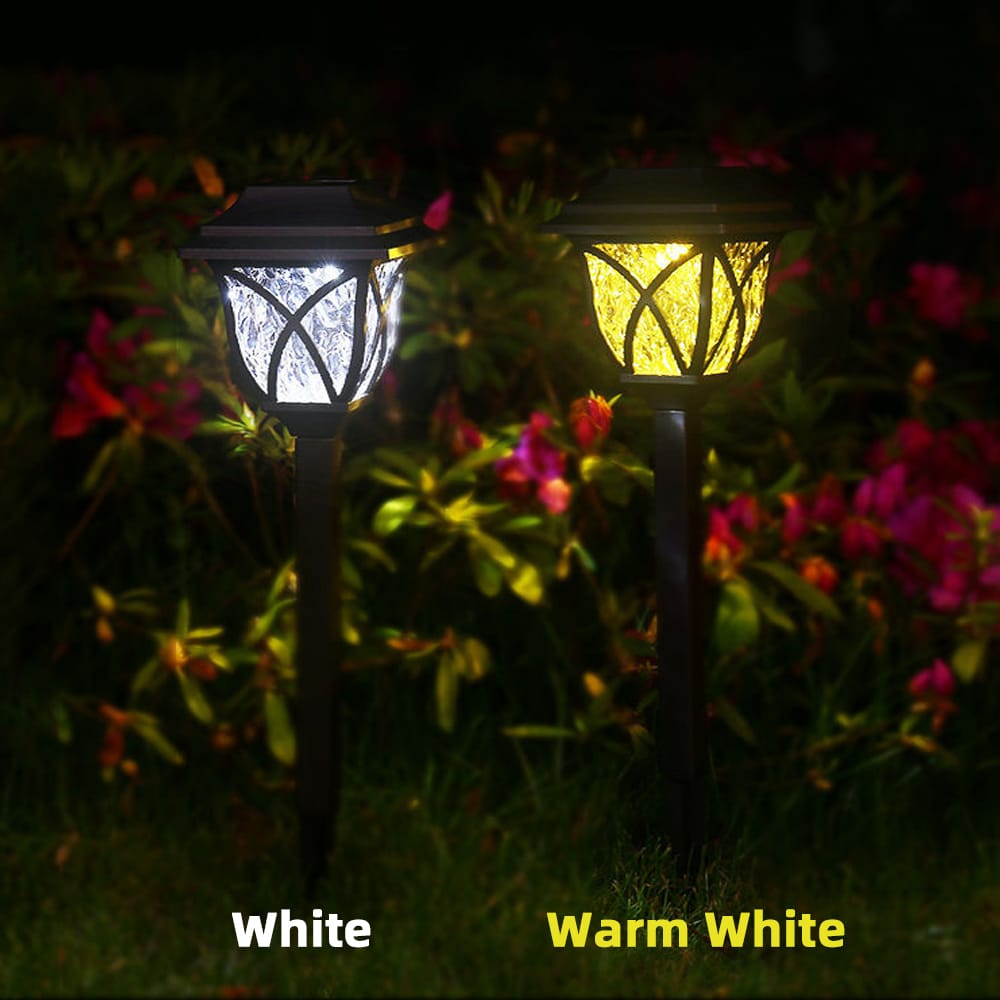 Solar Powered Outdoor Waterproof LED Retro Garden Lawn Light (2 Pcs)