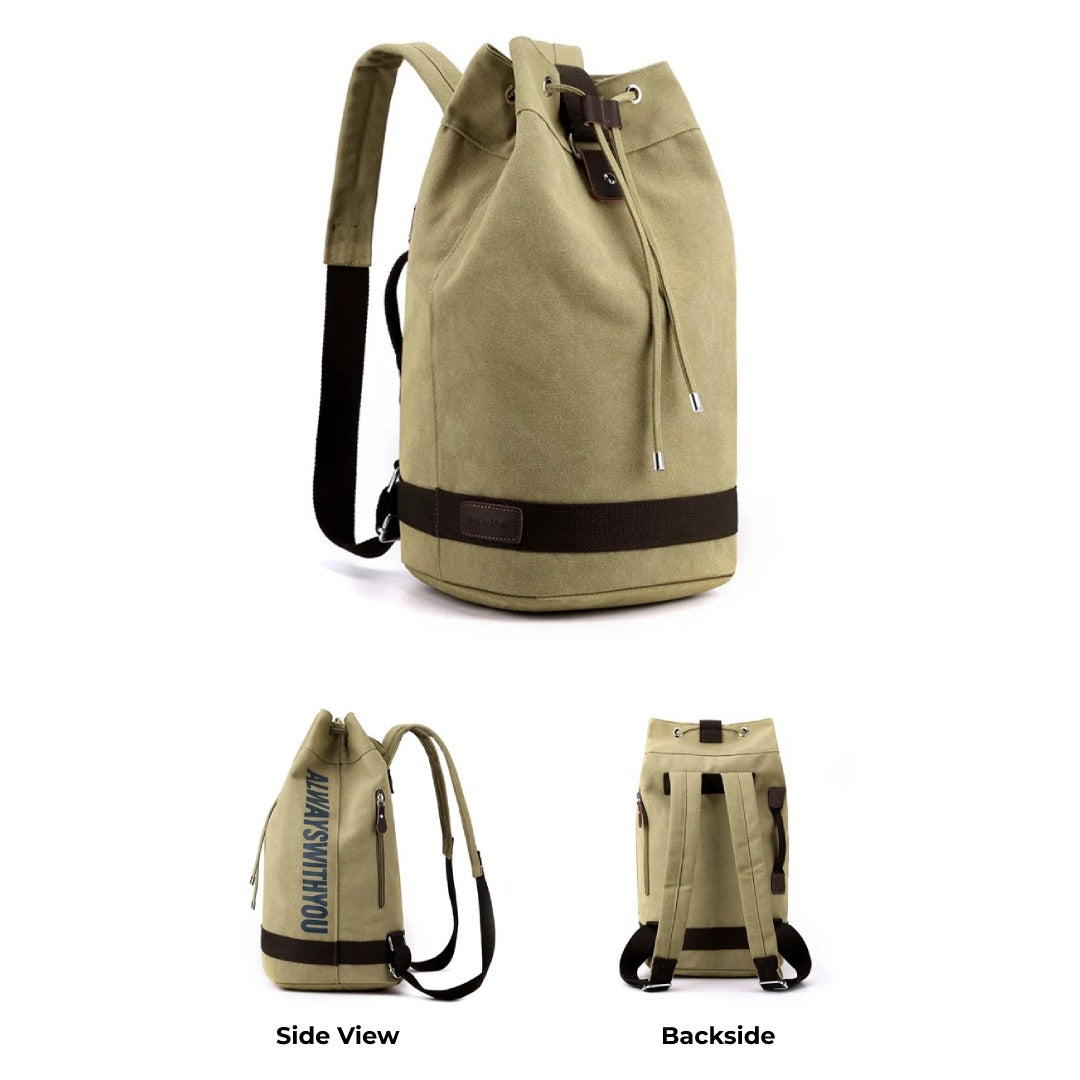 Large Canvas Travel Backpack Bag, Large Capacity Unisex Cylinder Travel Sports Duffel Bag