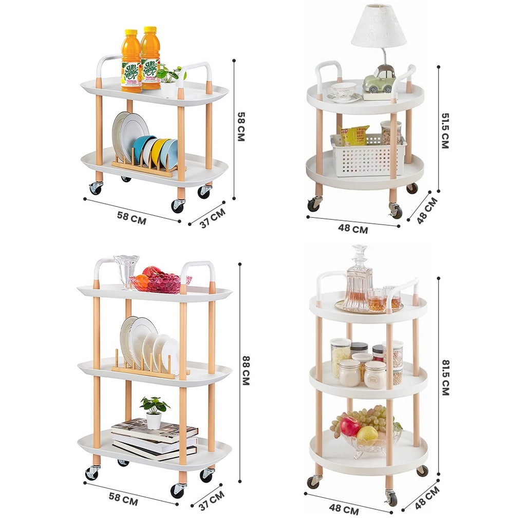 Multi-tier Mobile Storage Table, Space Saving Movable Trolley Rack Multi-tier Mobile Storage Table, Space Saving Movable Trolley Rack