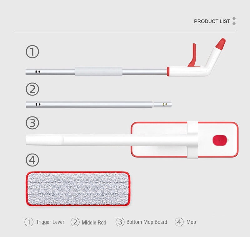 Different parts of Hands-Free Spray Mop