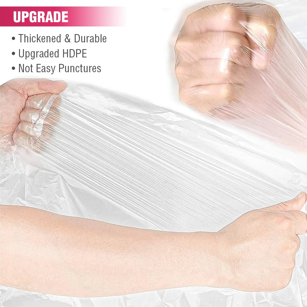 Someone checking the durability of the portable clear disposable bathtub bathing cover